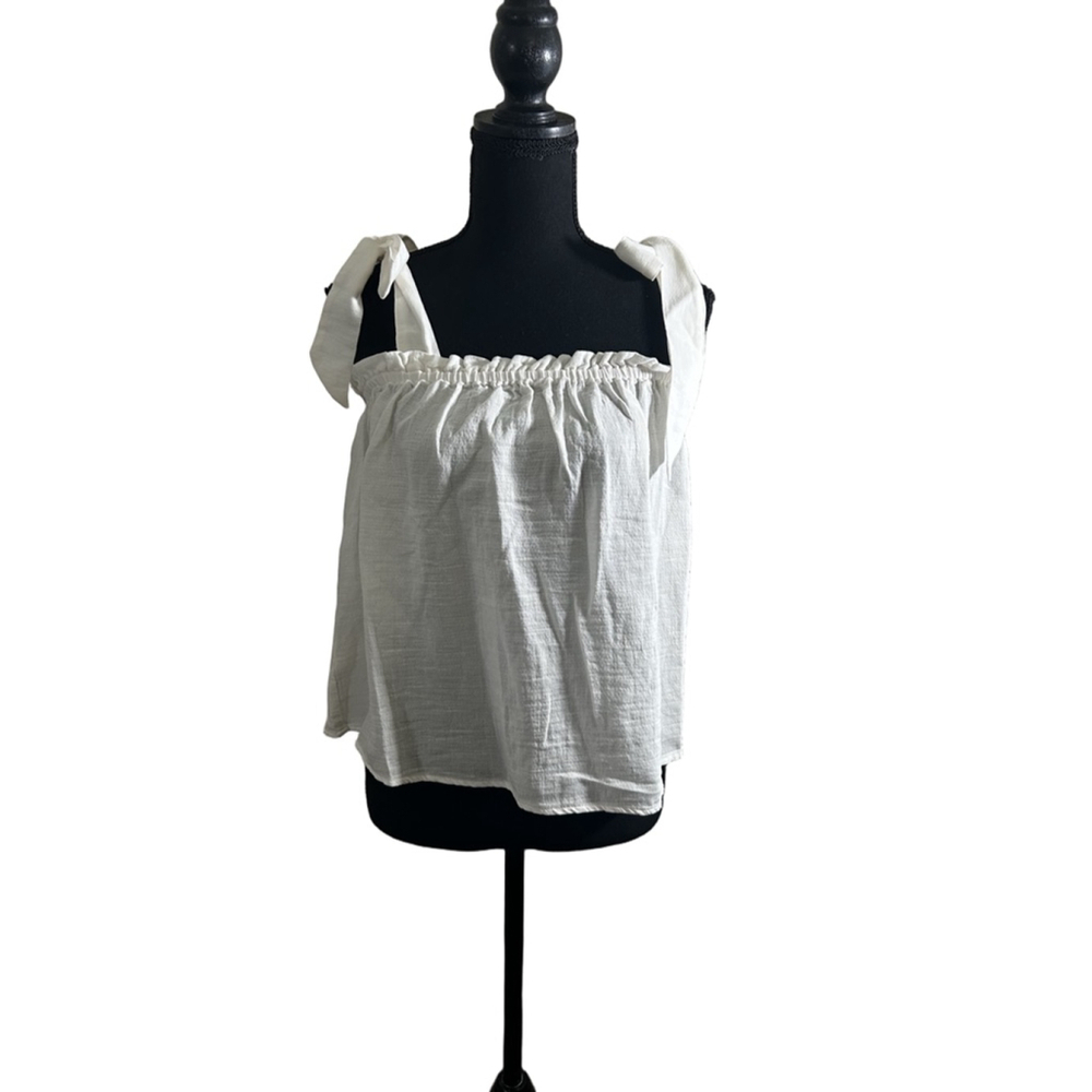 Outerknown Oasis Top White Ivory Tie Strap Tank Blouse | Size M, Organic Cotton